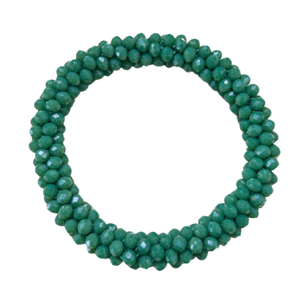 Bead Weave Elasticated Bracelet - Emerald