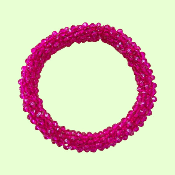 Bead Weave Elasticated Bracelet - Fandango Pink