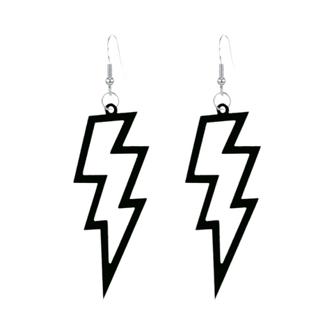 Lightning Bolt Earrings - Black